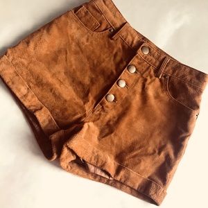 High waisted, chestnut brown suede shorts, size 26